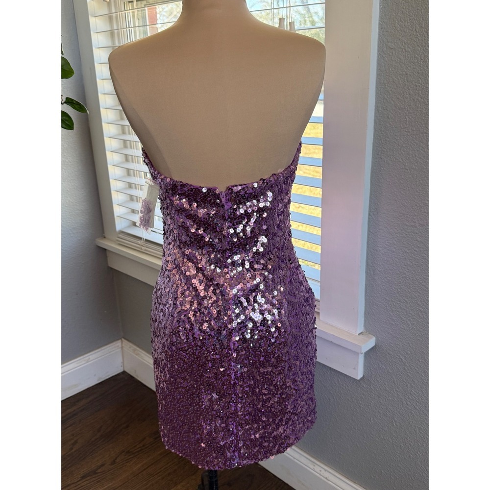 NWT Blush Prom Sequin‎ Strapless Mini Dress Size 6 Sweetheart Neckline - Picture 3 of 4